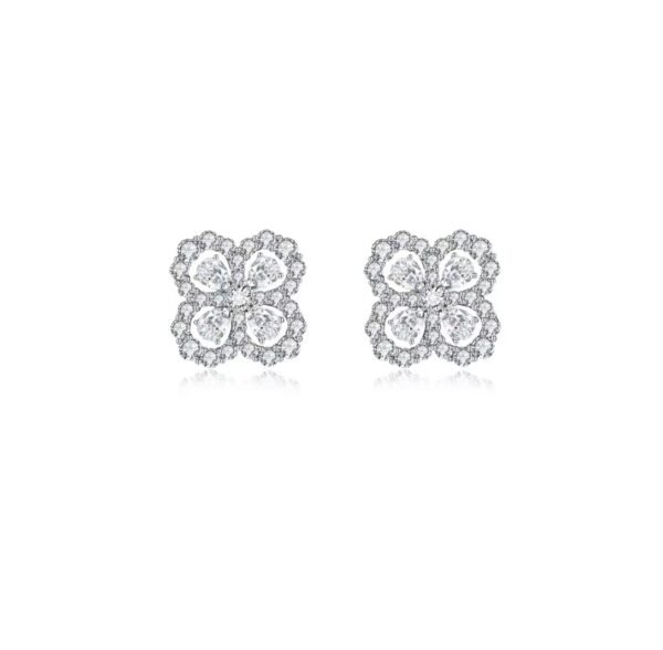 “Lucky Blossom” Four-Leaf Diamond Earrings