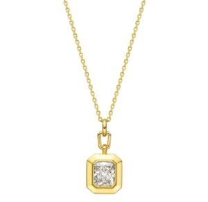 492ad158cf929e1a1aae6e17db2ed476 “Realm of Light” Gold Square Diamond Pendant Necklace