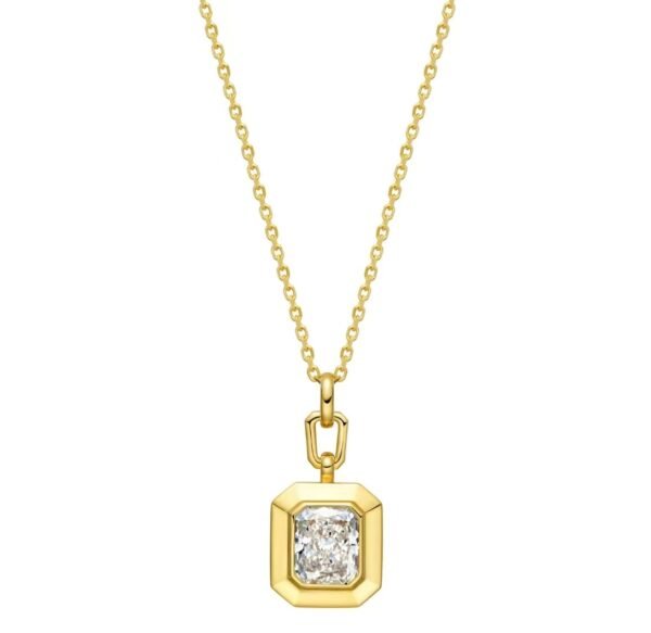 492ad158cf929e1a1aae6e17db2ed476 “Realm of Light” Gold Square Diamond Pendant Necklace