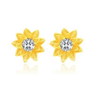6df7ae1af5e6f1606069869bffa46394 “Blooming Radiance” Golden Petal Zircon Earrings