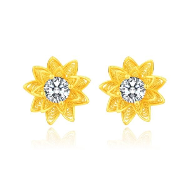 6df7ae1af5e6f1606069869bffa46394 “Blooming Radiance” Golden Petal Zircon Earrings