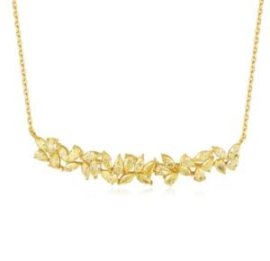 主 18K Gold Diamond Necklace with Flourishing Flowers