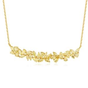 18K Gold Diamond Necklace with Flourishing Flowers