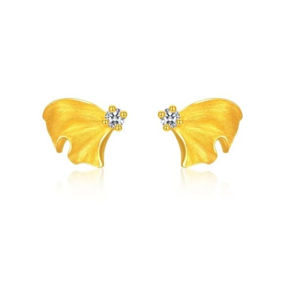 Butterfly Wing Diamond Gold Earrings