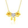 Golden Heart Bow Pendant Necklace